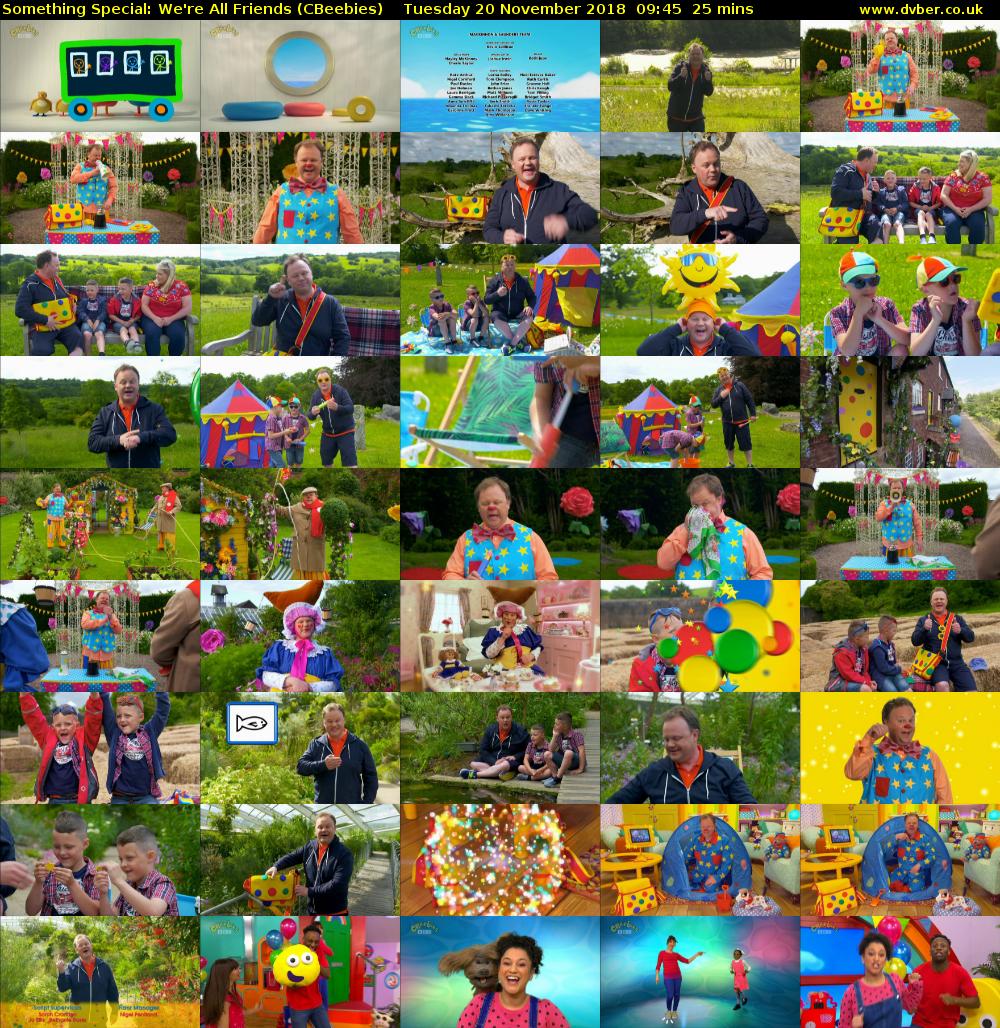 Something Special: We're All Friends (CBeebies) Tuesday 20 November 2018 09:45 - 10:10