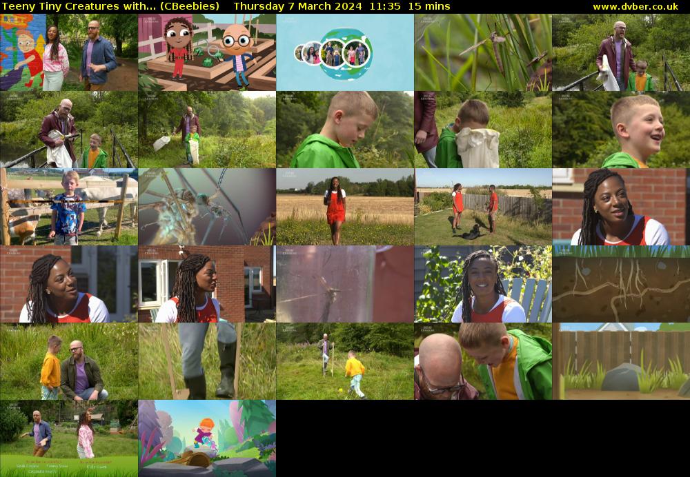 Teeny Tiny Creatures with... (CBeebies) Thursday 7 March 2024 11:35 - 11:50