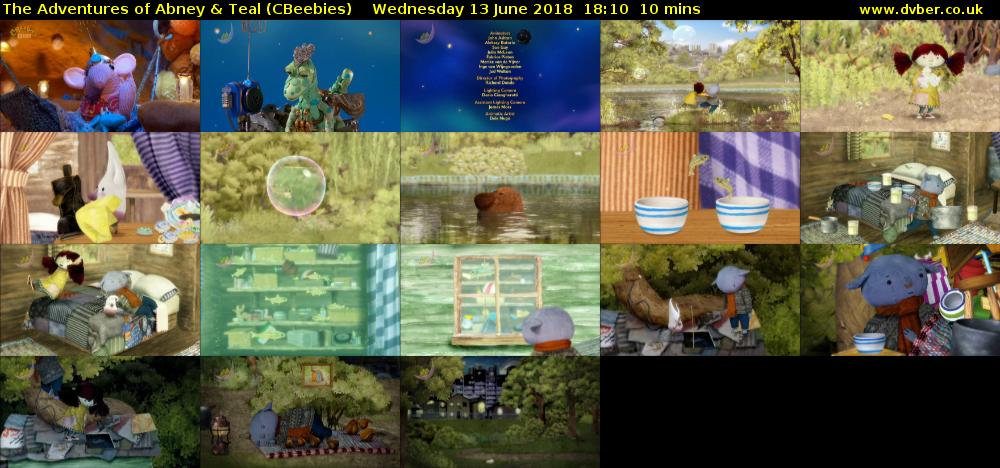 The Adventures of Abney & Teal (CBeebies) Wednesday 13 June 2018 18:10 - 18:20