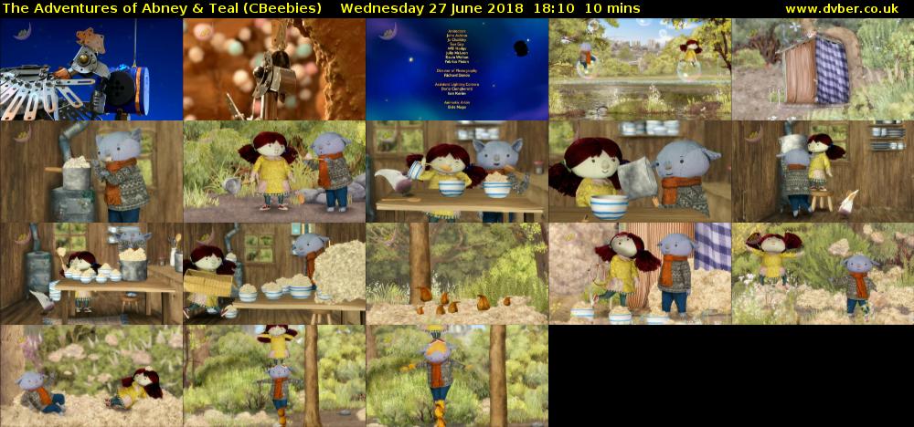 The Adventures of Abney & Teal (CBeebies) Wednesday 27 June 2018 18:10 - 18:20