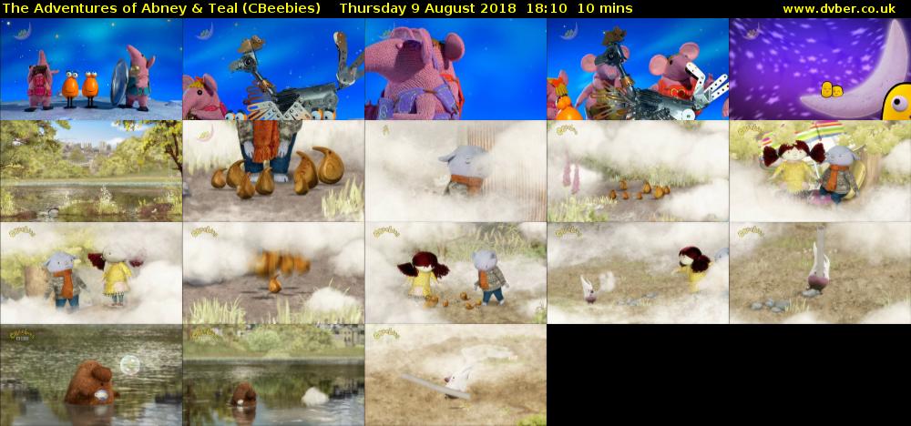 The Adventures of Abney & Teal (CBeebies) Thursday 9 August 2018 18:10 - 18:20