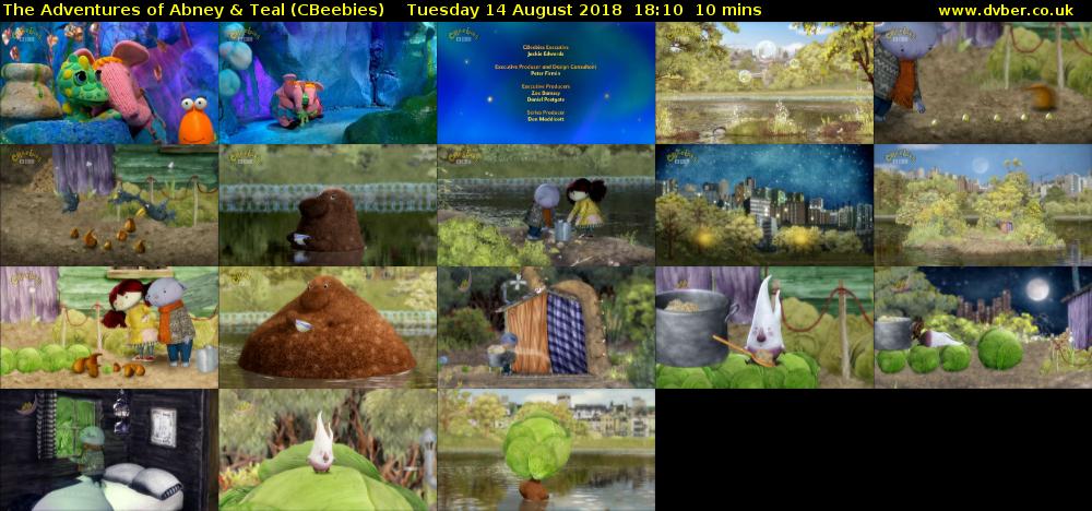The Adventures of Abney & Teal (CBeebies) Tuesday 14 August 2018 18:10 - 18:20