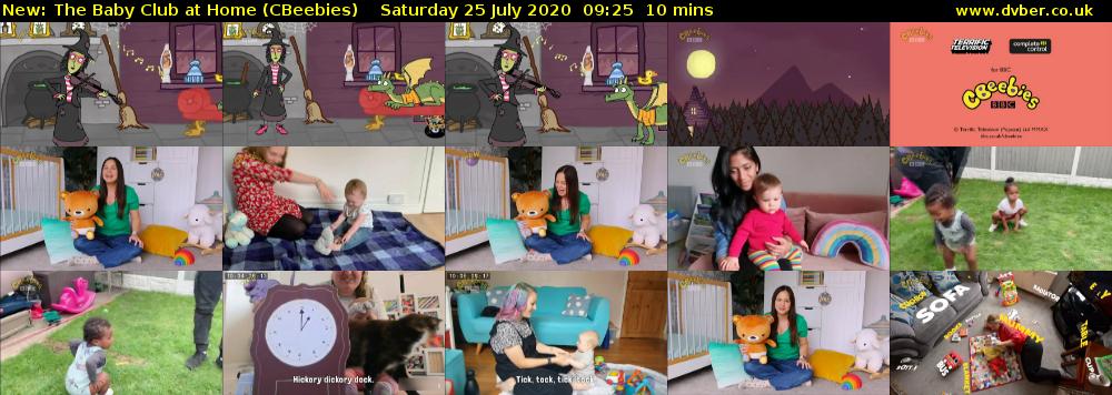 The Baby Club at Home (CBeebies) Saturday 25 July 2020 09:25 - 09:35