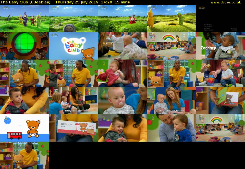 The Baby Club (CBeebies) Thursday 25 July 2019 14:20 - 14:35