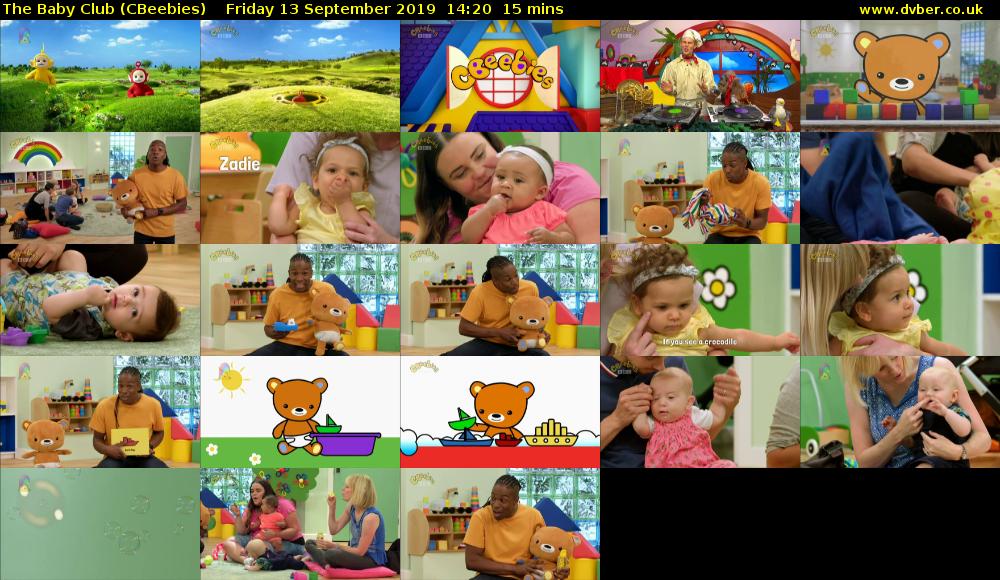 The Baby Club (CBeebies) Friday 13 September 2019 14:20 - 14:35