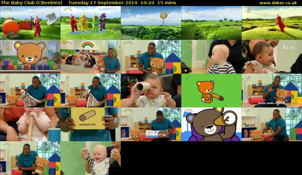 The Baby Club (CBeebies) Tuesday 17 September 2019 10:20 - 10:35