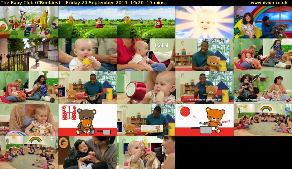 The Baby Club (CBeebies) Friday 20 September 2019 14:20 - 14:35