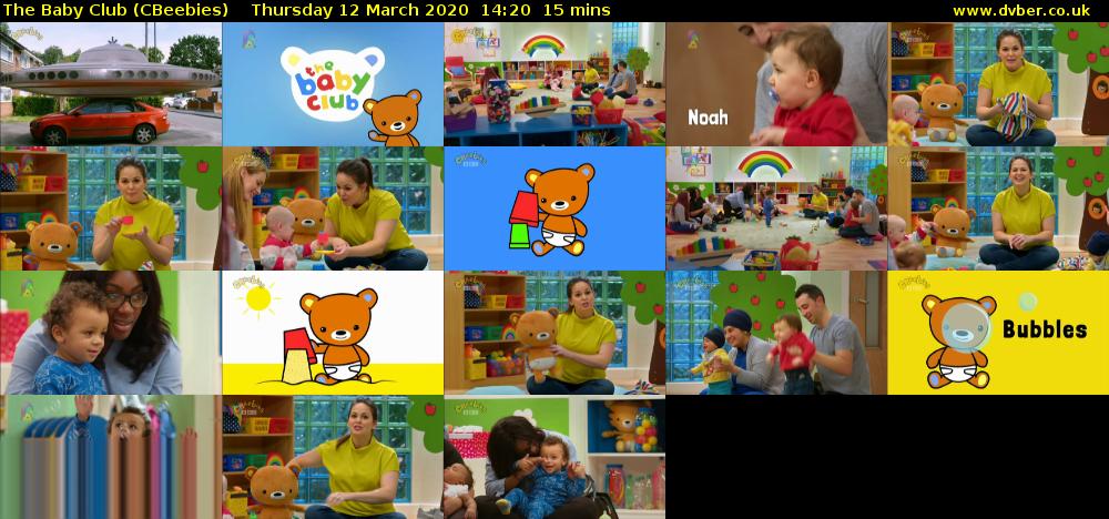 The Baby Club (CBeebies) Thursday 12 March 2020 14:20 - 14:35