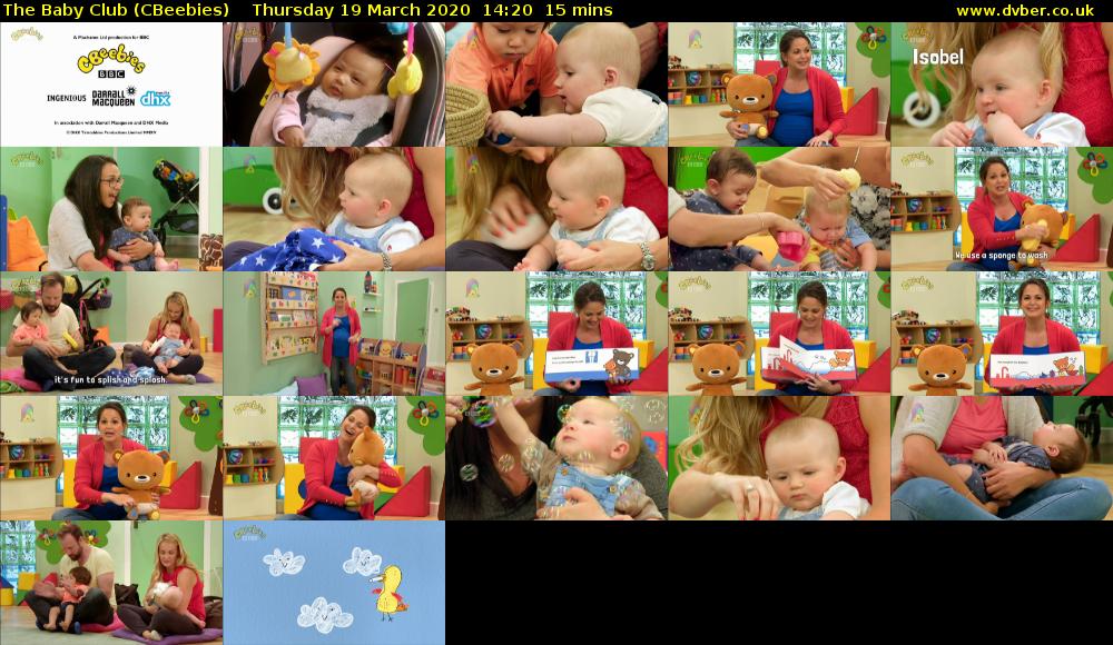 The Baby Club (CBeebies) Thursday 19 March 2020 14:20 - 14:35