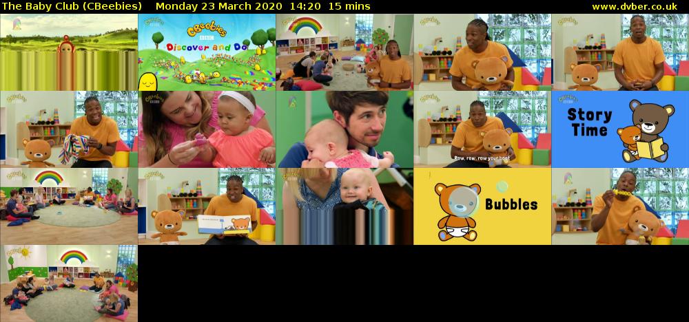 The Baby Club (CBeebies) Monday 23 March 2020 14:20 - 14:35