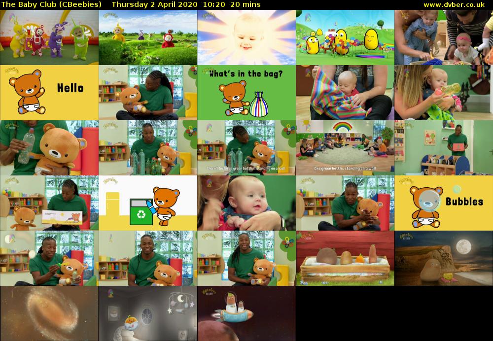 The Baby Club (CBeebies) Thursday 2 April 2020 10:20 - 10:40