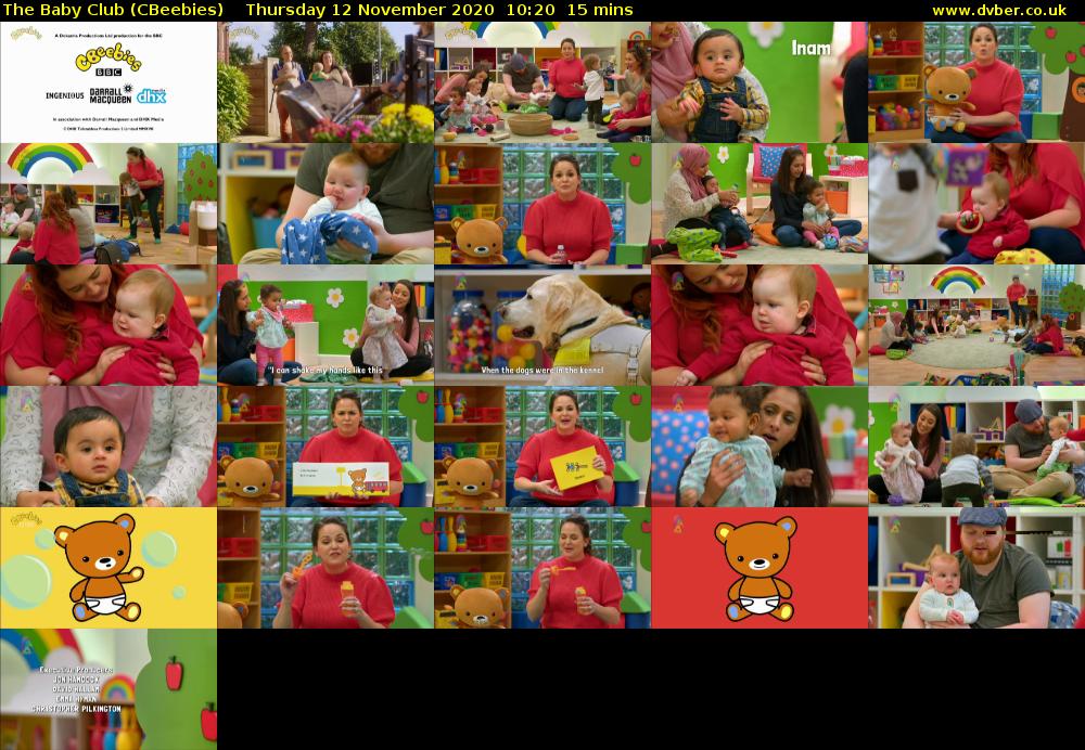 The Baby Club (CBeebies) Thursday 12 November 2020 10:20 - 10:35