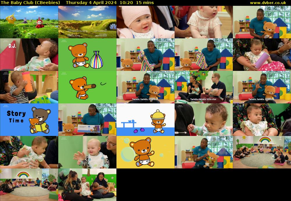 The Baby Club (CBeebies) Thursday 4 April 2024 10:20 - 10:35