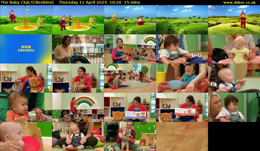 The Baby Club (CBeebies) Thursday 11 April 2024 10:20 - 10:35