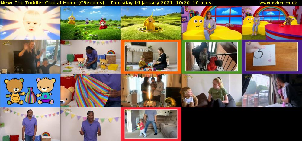 The Toddler Club at Home (CBeebies) Thursday 14 January 2021 10:20 - 10:30