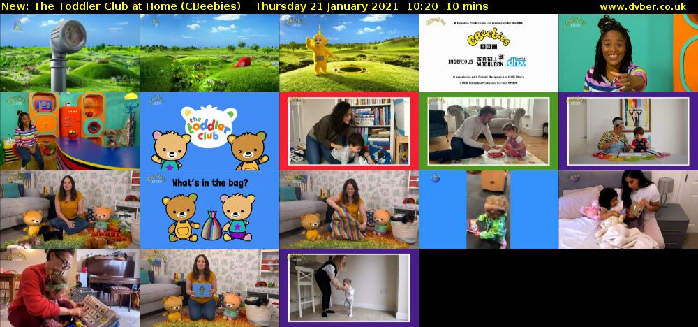 The Toddler Club at Home (CBeebies) Thursday 21 January 2021 10:20 - 10:30