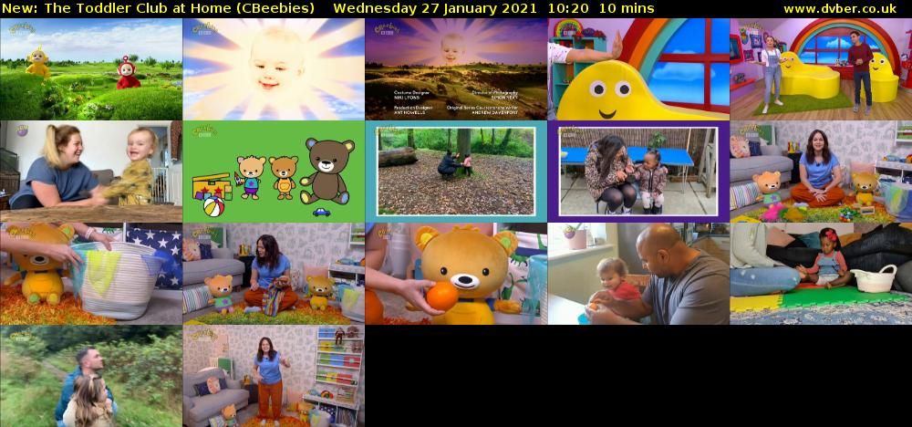 The Toddler Club at Home (CBeebies) Wednesday 27 January 2021 10:20 - 10:30