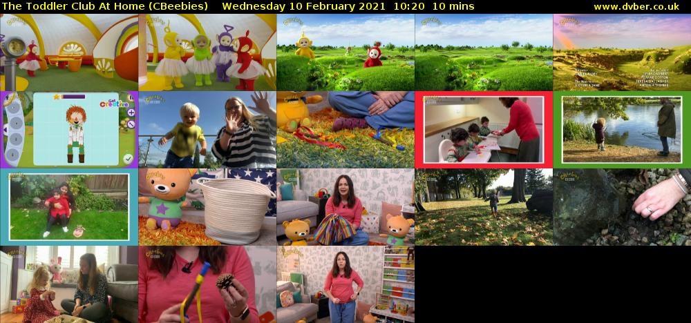 The Toddler Club at Home (CBeebies) Wednesday 10 February 2021 10:20 - 10:30