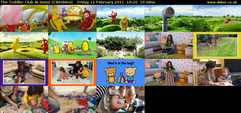 The Toddler Club at Home (CBeebies) Friday 12 February 2021 10:20 - 10:30