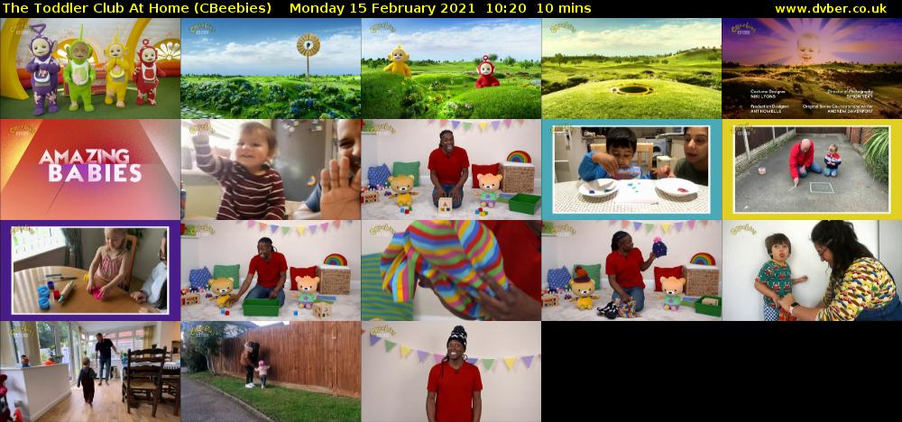 The Toddler Club at Home (CBeebies) Monday 15 February 2021 10:20 - 10:30