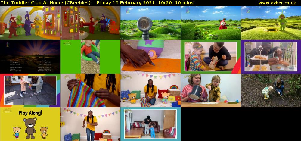 The Toddler Club at Home (CBeebies) Friday 19 February 2021 10:20 - 10:30