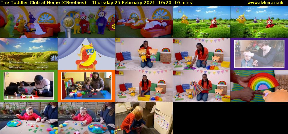 The Toddler Club at Home (CBeebies) Thursday 25 February 2021 10:20 - 10:30