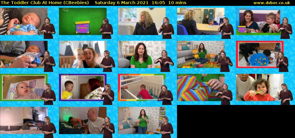 The Toddler Club at Home (CBeebies) Saturday 6 March 2021 16:05 - 16:15
