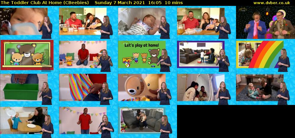 The Toddler Club at Home (CBeebies) Sunday 7 March 2021 16:05 - 16:15