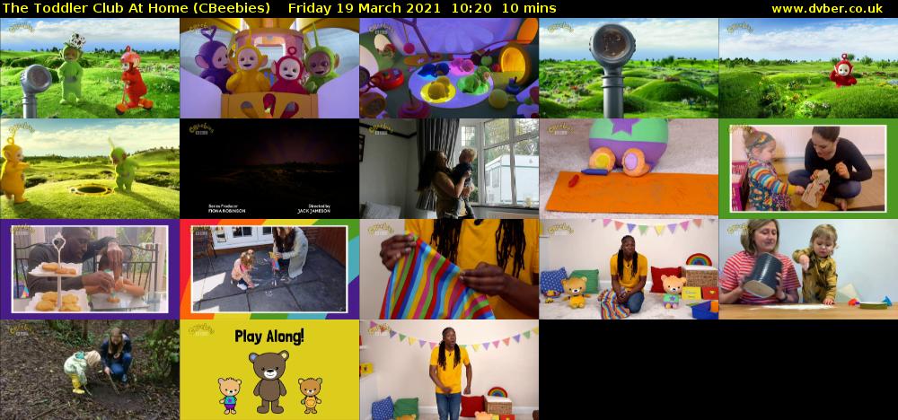 The Toddler Club at Home (CBeebies) Friday 19 March 2021 10:20 - 10:30