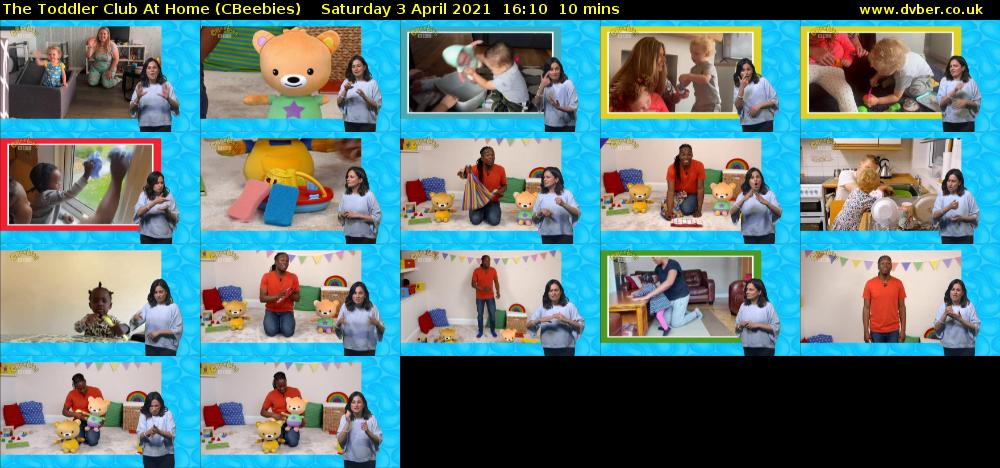 The Toddler Club at Home (CBeebies) Saturday 3 April 2021 16:10 - 16:20