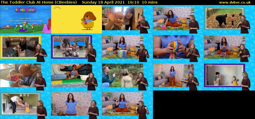 The Toddler Club at Home (CBeebies) Sunday 18 April 2021 16:10 - 16:20