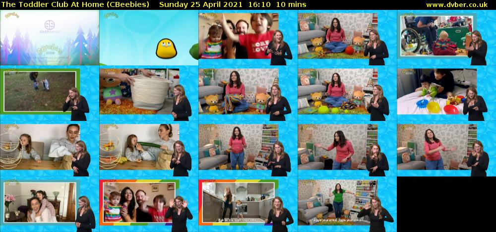The Toddler Club at Home (CBeebies) Sunday 25 April 2021 16:10 - 16:20
