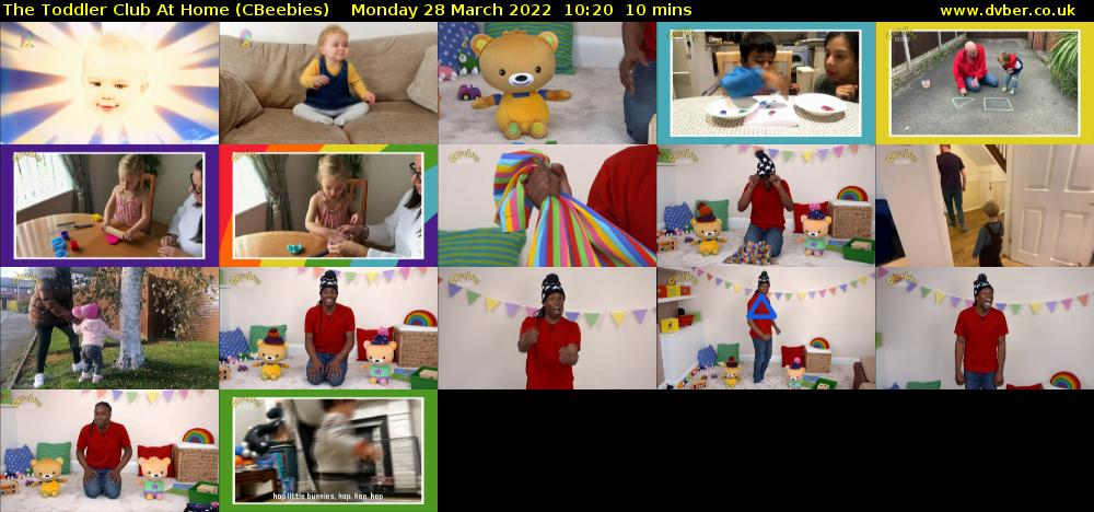 The Toddler Club at Home (CBeebies) Monday 28 March 2022 10:20 - 10:30