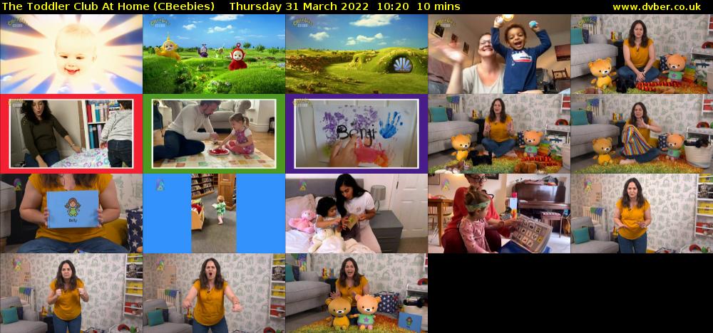 The Toddler Club at Home (CBeebies) Thursday 31 March 2022 10:20 - 10:30