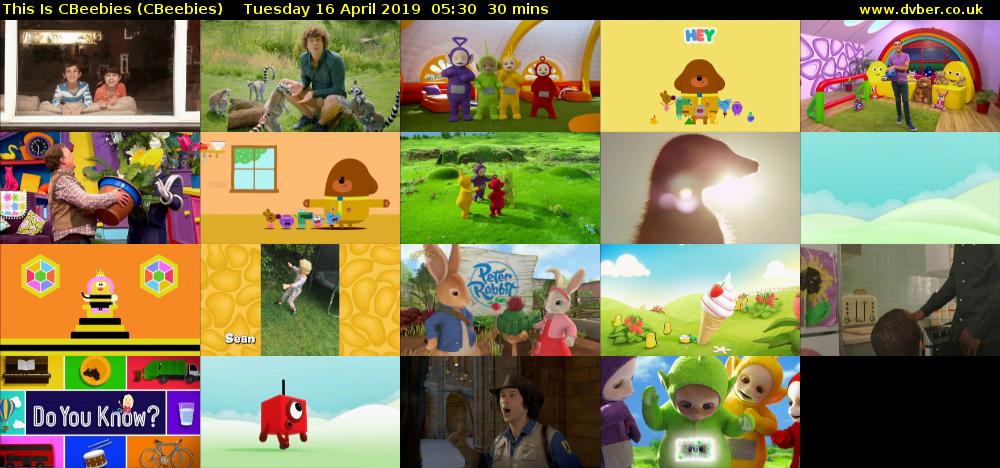 This Is CBeebies (CBeebies) Tuesday 16 April 2019 05:30 - 06:00