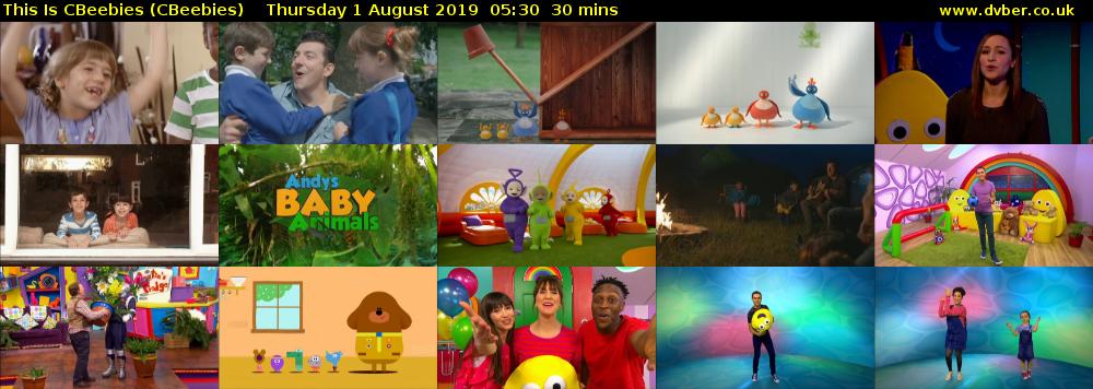 This Is CBeebies (CBeebies) Thursday 1 August 2019 05:30 - 06:00