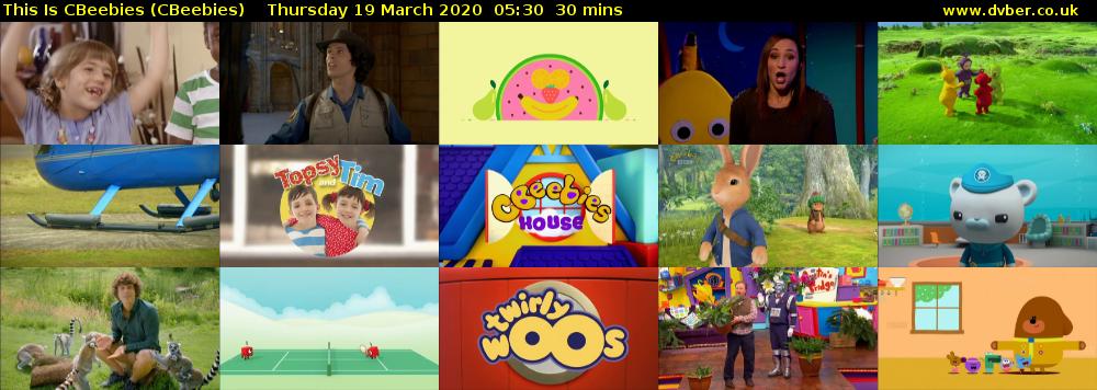 This Is CBeebies (CBeebies) Thursday 19 March 2020 05:30 - 06:00