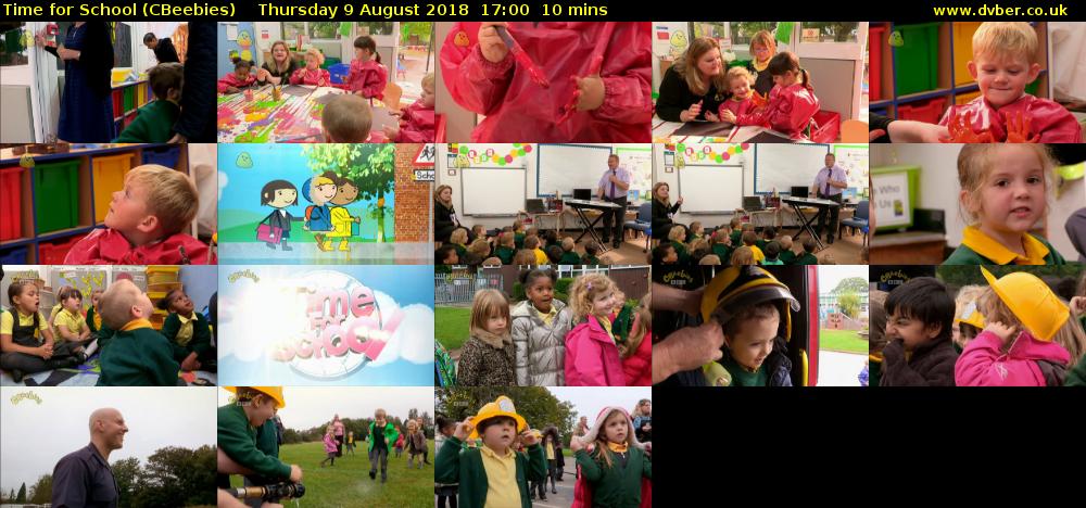 Time for School (CBeebies) Thursday 9 August 2018 17:00 - 17:10