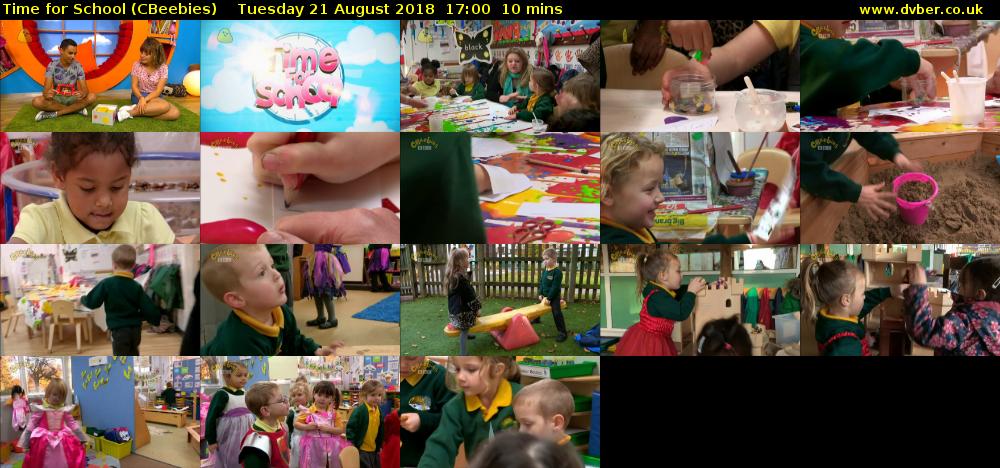 Time for School (CBeebies) Tuesday 21 August 2018 17:00 - 17:10