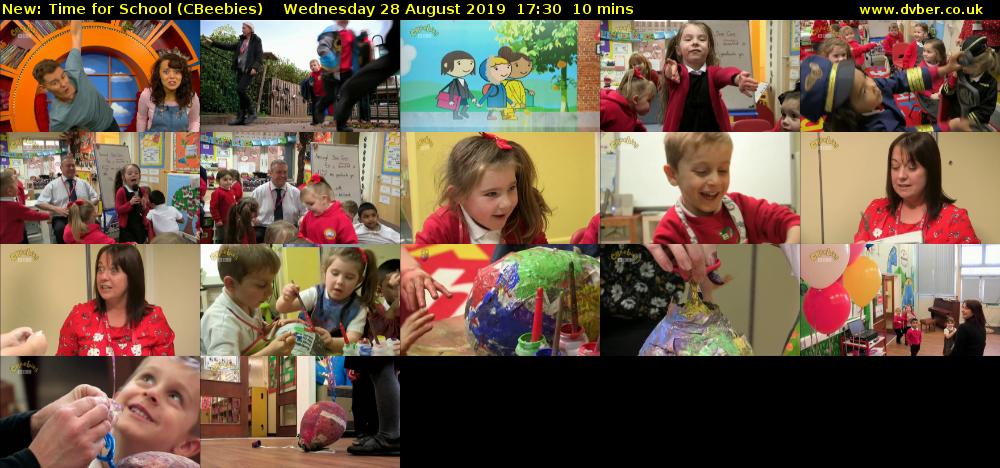 Time for School (CBeebies) Wednesday 28 August 2019 17:30 - 17:40