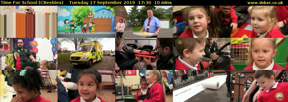Time for School (CBeebies) Tuesday 17 September 2019 17:30 - 17:40