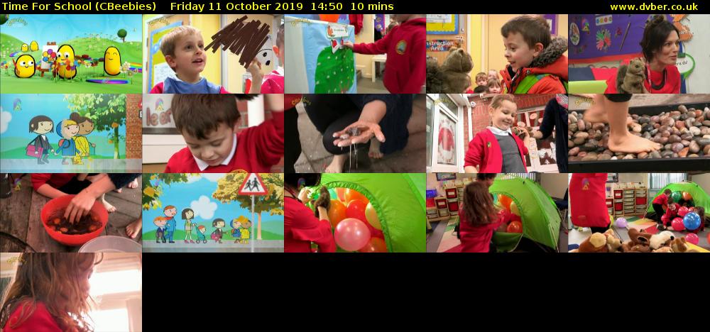 Time for School (CBeebies) Friday 11 October 2019 14:50 - 15:00