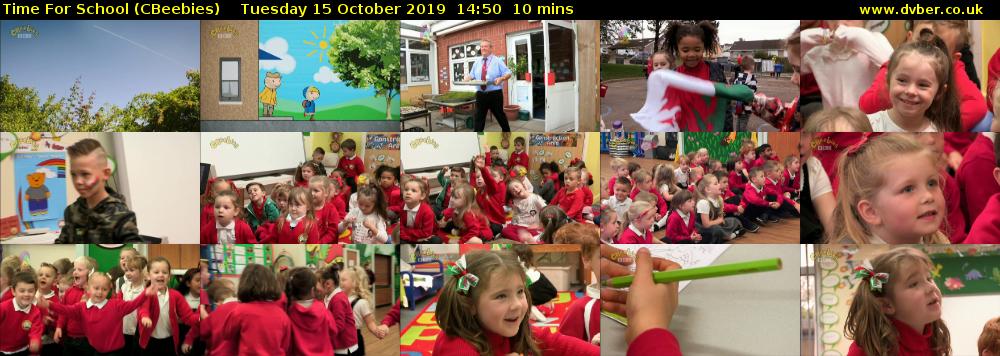 Time for School (CBeebies) Tuesday 15 October 2019 14:50 - 15:00