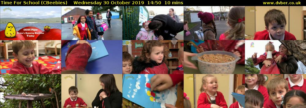 Time for School (CBeebies) Wednesday 30 October 2019 14:50 - 15:00