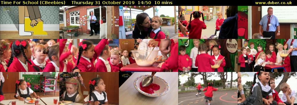 Time for School (CBeebies) Thursday 31 October 2019 14:50 - 15:00
