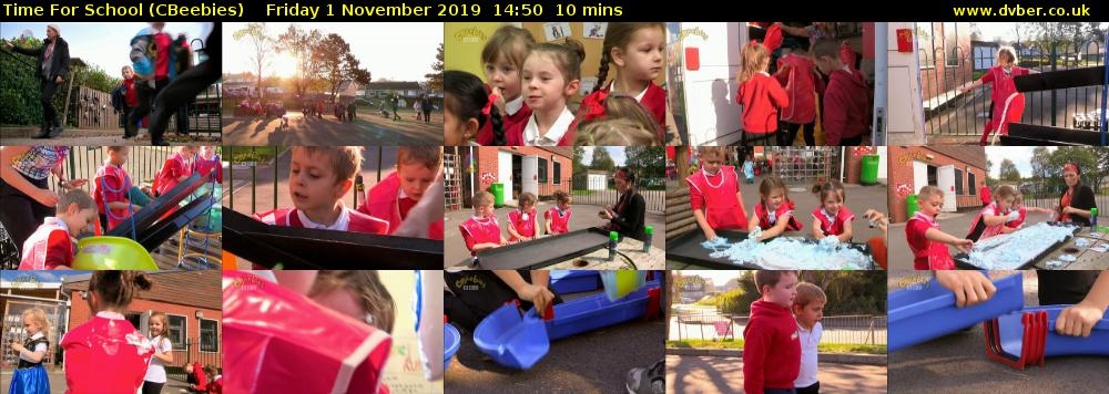 Time for School (CBeebies) Friday 1 November 2019 14:50 - 15:00
