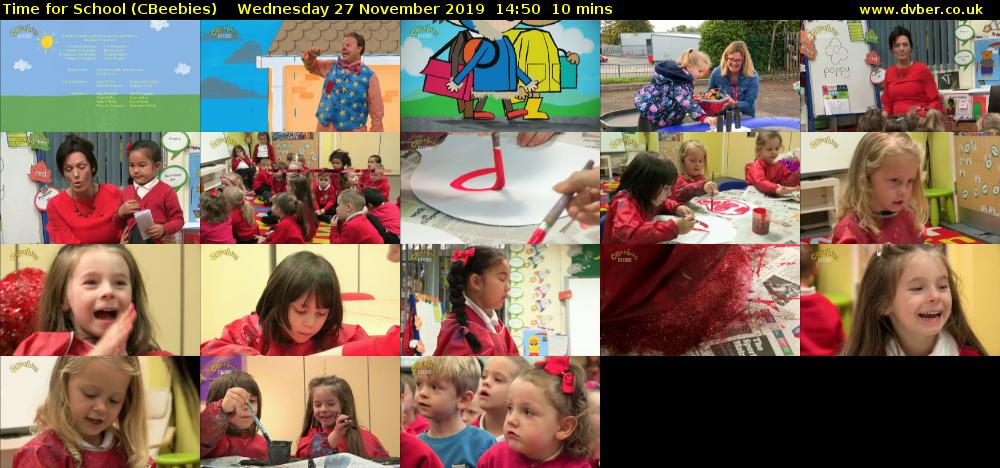 Time for School (CBeebies) Wednesday 27 November 2019 14:50 - 15:00