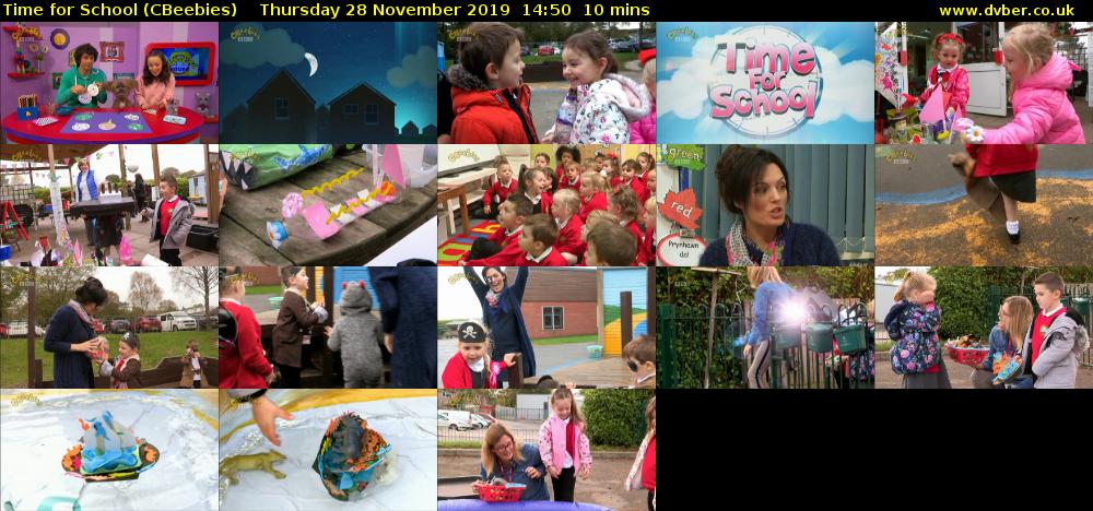 Time for School (CBeebies) Thursday 28 November 2019 14:50 - 15:00