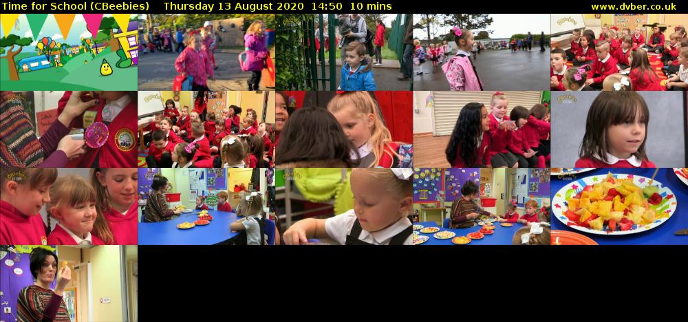 Time for School (CBeebies) Thursday 13 August 2020 14:50 - 15:00