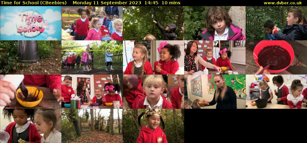Time for School (CBeebies) Monday 11 September 2023 14:45 - 14:55